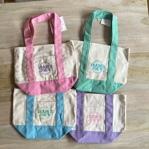 NWT Trader Joe's Mini Canvas Tote Bag Set of 4 - Easter theme